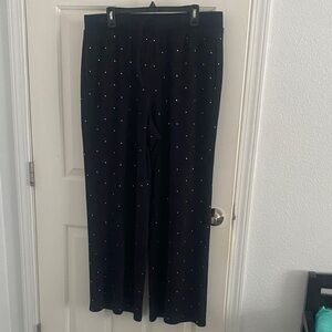 Torrid Black Wide-Leg Sweat Pants with Studded Rhinestone Detail